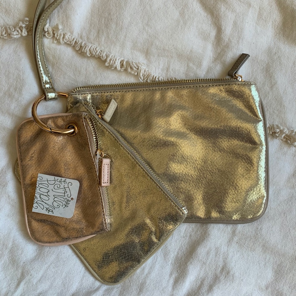 free people metallic pouches - NWT